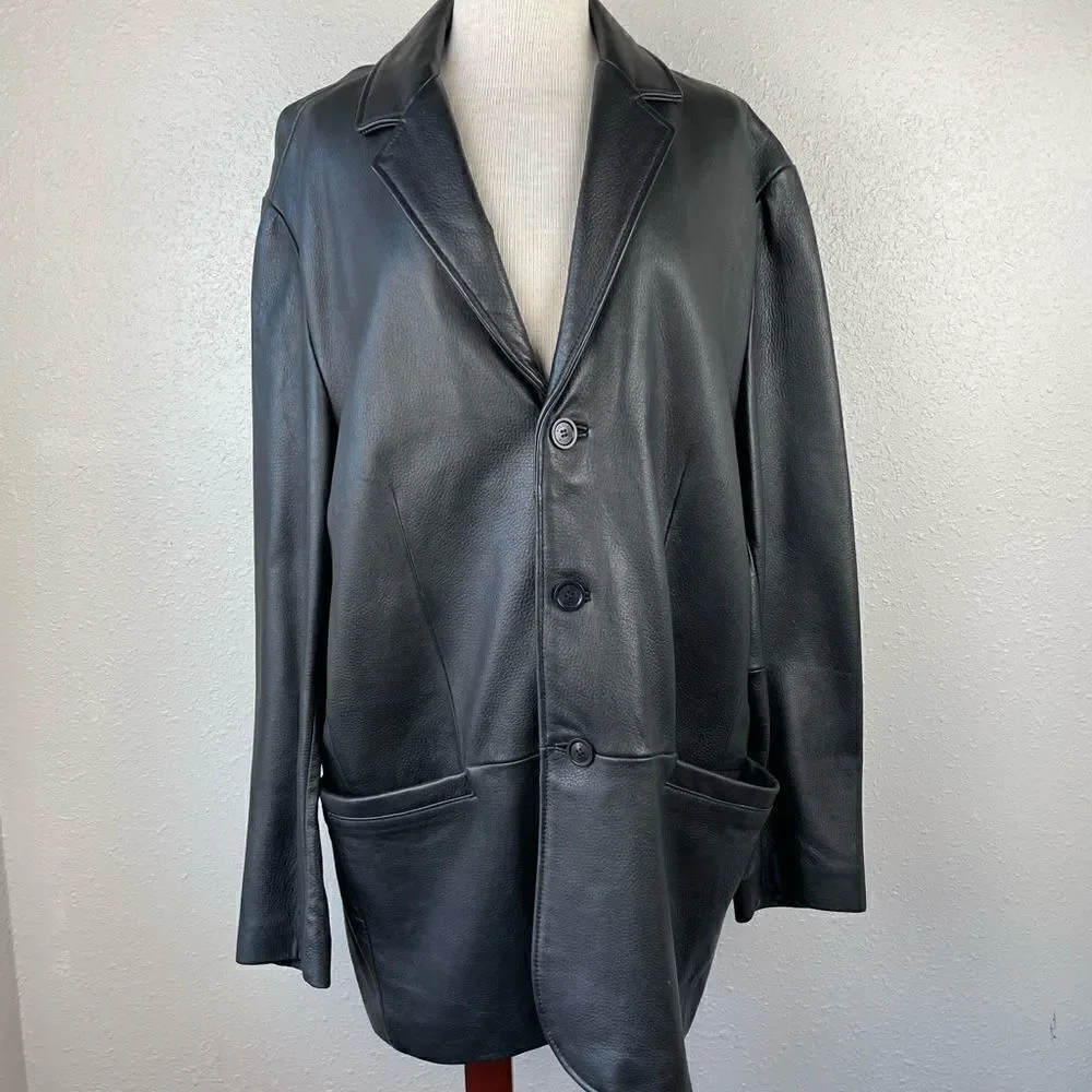 Nicole Miller New York Black Leather Jacket Size XL EUC